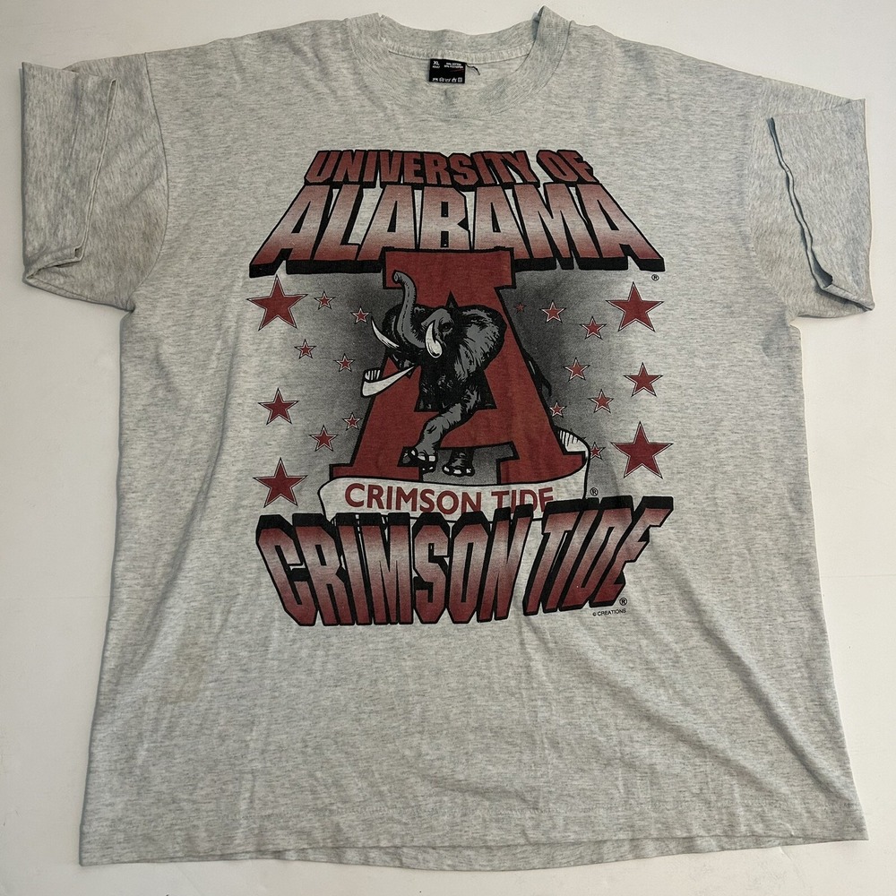 VTG Single Stitch Alabama Football T-Shirt XL Fruit of the Loom Gray Made in USA